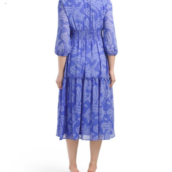 NWT JUST TAYLOR Forget Me Not Paisley Midi Dress Cobalt Chiffon 16 - Picture 2 of 8